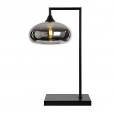 OPT Table Lamp in Black with Convex Cap Silver Glass Shade