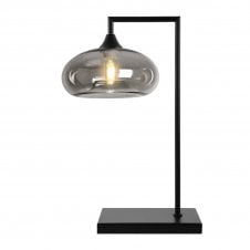 OPT Table Lamp in Black with Convex Cap Smoked Glass Shade