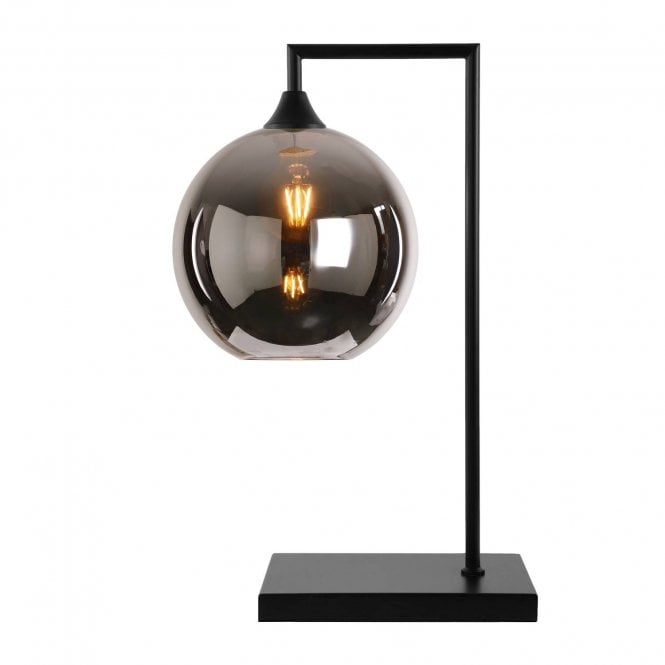 OPT Table Lamp in Black with Globe Silver Glass Shade