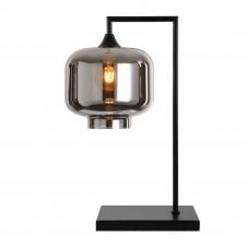 OPT Table Lamp in Black with Wide Cylinder Silver Glass Shade