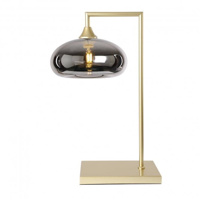 OPT Table Lamp in Gold with Convex Cap Silver Glass Shade