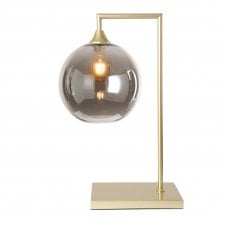 OPT Table Lamp in Gold with Globe Smoked Glass Shade