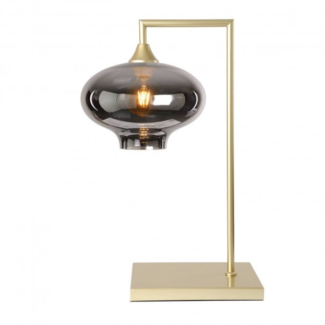 OPT Table Lamp in Gold with Mushroom Silver Glass Shade