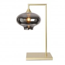OPT Table Lamp in Gold with Mushroom Silver Glass Shade