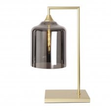 OPT Table Lamp in Gold with Wide Cylinder Silver Glass Shade