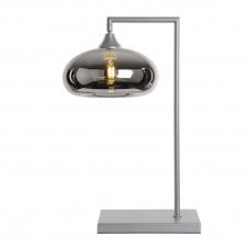 OPT Table Lamp in Silver with Convex Cap Silver Glass Shade