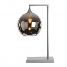OPT Table Lamp in Silver with Globe Silver Glass Shade