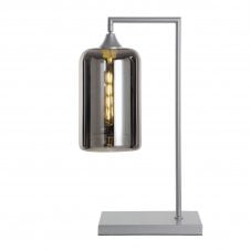 OPT Table Lamp in Silver with Narrow Cylinder Silver Glass Shade