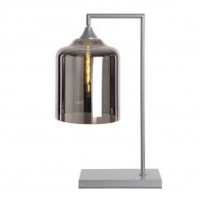 OPT Table Lamp in Silver with Wide Cylinder Silver Glass Shade