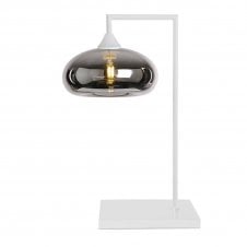 OPT Table Lamp in White with Convex Cap Silver Glass Shade