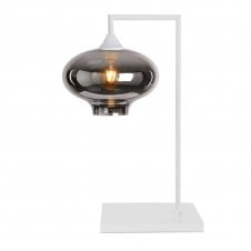 OPT Table Lamp in White with Mushroom Silver Glass Shade