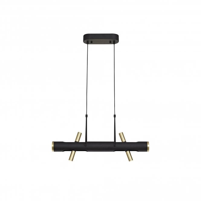 OPTIC Contemporary LED 4 light ceiling pendant bar in a modern black and gold finish with 3 year warranty