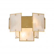 modern wall light with frosted glass alabaster and gold decorative panels