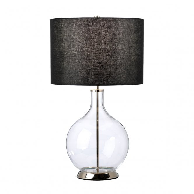 ORB Glass base Table Lamp With Black Shade