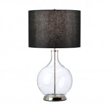 ORB Glass base Table Lamp With Black Shade