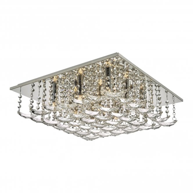ORELLA flush chrome and crystal 9 light ceiling light