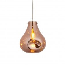 ORGANIC Ceiling Pendant in Copper Metallic Glass with Chrome Accents