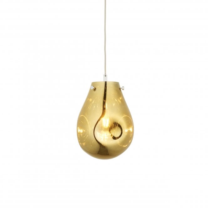 ORGANIC Ceiling Pendant in Gold Metallic Glass with Chrome Accents