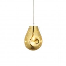 ORGANIC Ceiling Pendant in Gold Metallic Glass with Chrome Accents