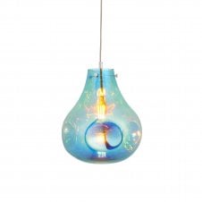 ORGANIC Ceiling Pendant in Petrol Metallic Glass with Chrome