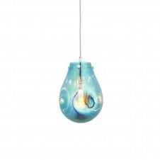 ORGANIC Ceiling Pendant in Petrol Metallic Glass with Chrome Plate