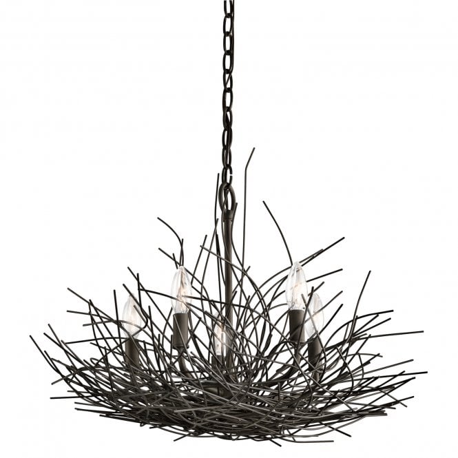 ORGANIQUE decorative old bronze 5lt chandelier
