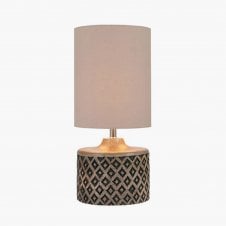 short aztec wood table lamp