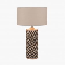 tall aztec wood table lamp