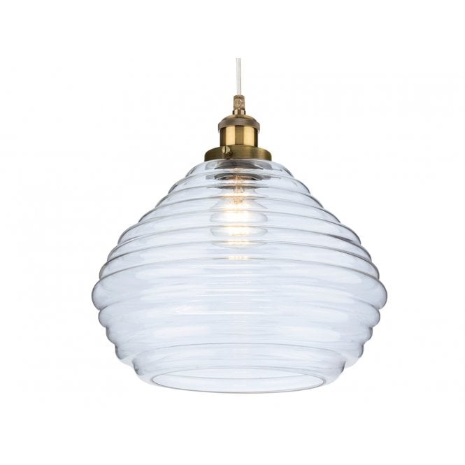 ORLA 1 Light Ceiling Pendant Antique Brass with Clear Glass