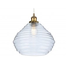 ORLA 1 Light Ceiling Pendant Antique Brass Clear Glass 