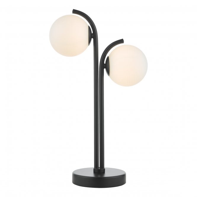 Orlena 2 Light Table Lamp in Matte Black & Opal Glass