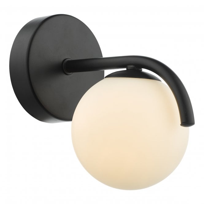 Orlena Wall Light in Matte Black with Opal Glass Shade