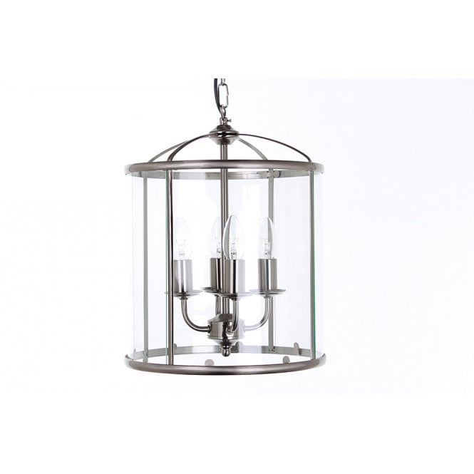 ORLY Round Glass Hall Lantern with Nickel Frame