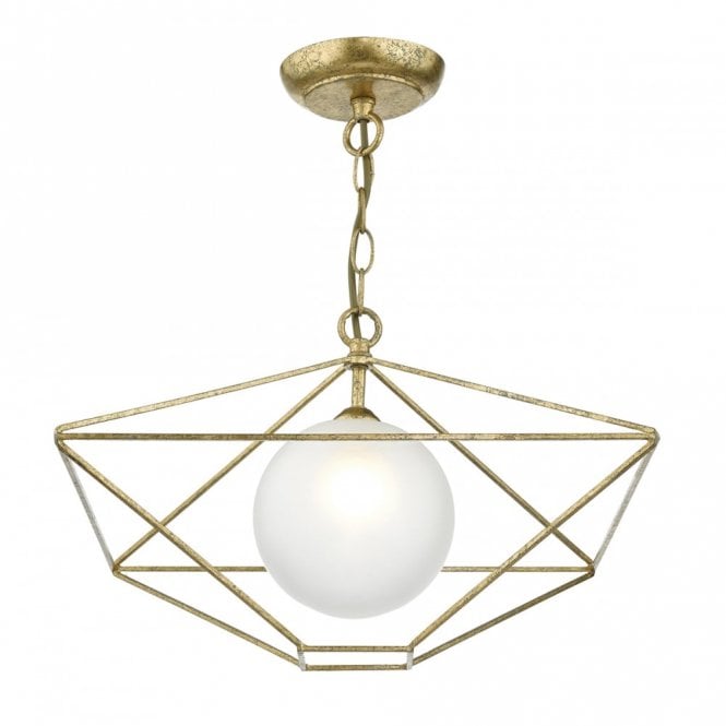 ORSINI antique gold geometric pendant with opal glass globe