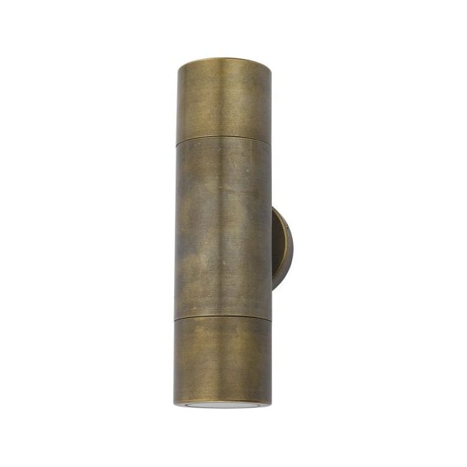 Ortega Exterior 2 Light Wall Light in Natural Brass - IP65
