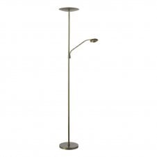 A modern mother and child LED floor lamp in a satin bronze finish