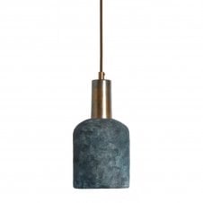 OSIER Ceramic Pendant Light 11.5Cm Blue Earth Antique Brass