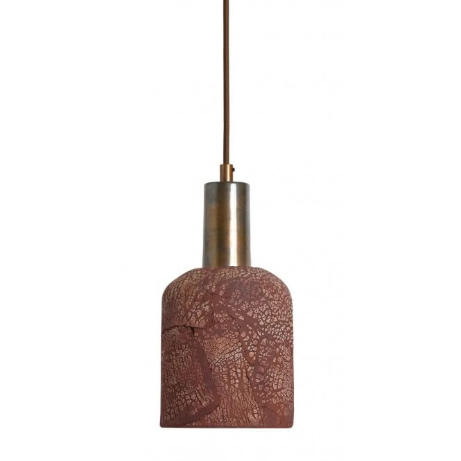 OSIER Ceramic Pendant Light 11.5Cm Red Iron Antique Brass