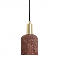 OSIER Ceramic Pendant Light 11.5Cm Red Iron Polished Brass
