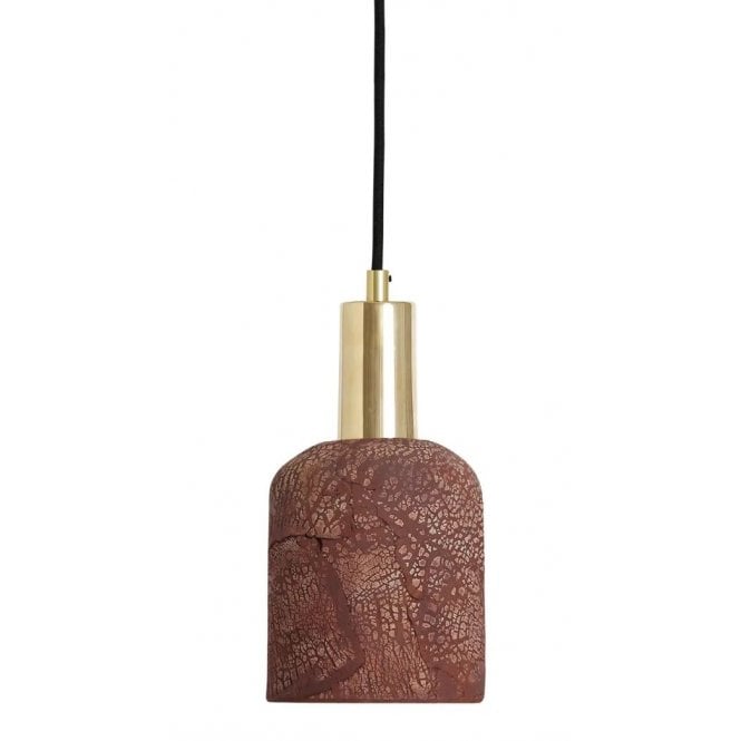 OSIER Ceramic Pendant Light 11.5Cm Red Iron Polished Brass