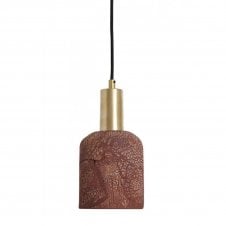 OSIER Ceramic Pendant Light 11.5Cm Red Iron Satin Brass