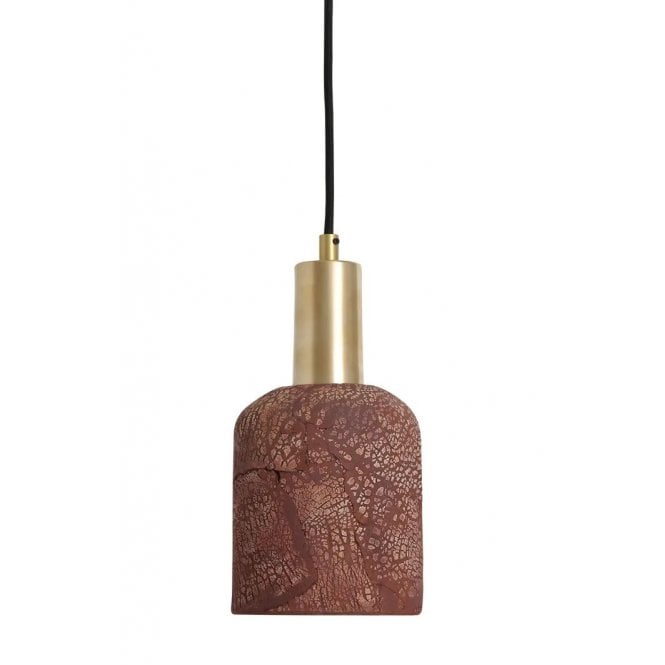 OSIER Ceramic Pendant Light 11.5Cm Red Iron Satin Brass
