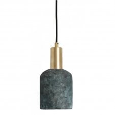OSIER Ceramic Pendant Light 27Cm Blue Earth Satin Brass