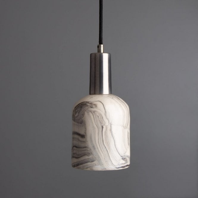 OSIER Marbled Ceramic Ceiling Pendant with Silver Lamp Holder