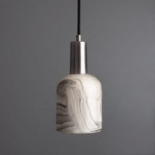 OSIER Marbled Ceramic Ceiling Pendant with Silver Lamp Holder