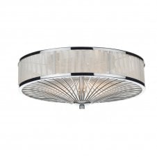 OSLO polished chrome & ivory silk pleated border