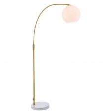 OTTO Arched Floor Lamp | Satin Brushed Gold Effect Plate & Gloss Opal Glass