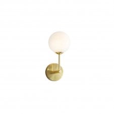 OTTO brushed gold wall light with opal glass globe shade