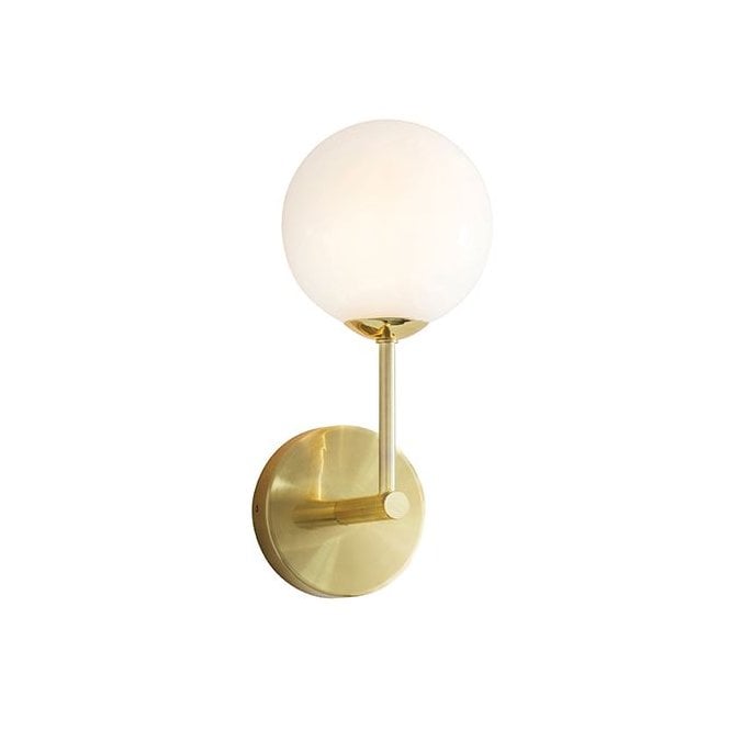 OTTO brushed gold wall light with opal glass globe shade