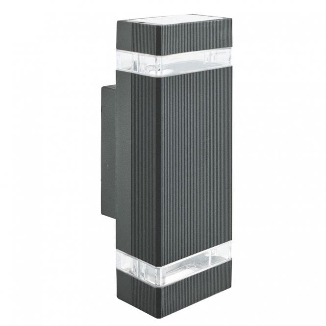 OUTDOOR black twin wall light with clear diffuser